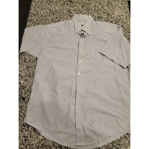 Manhattan Since 1857 Striped Short Sleeve Button Down Shirt Mens 16 1/2